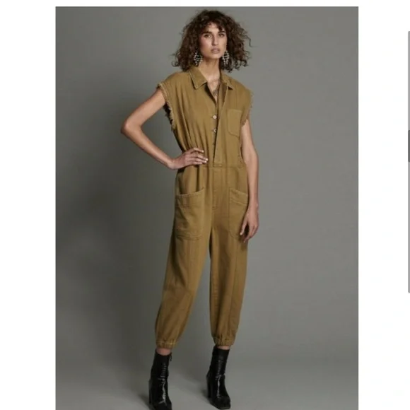 NEW ONE TEASPOON Military Olive Green Sleeveless Jumpsuit Great 4 Fall Season🍂